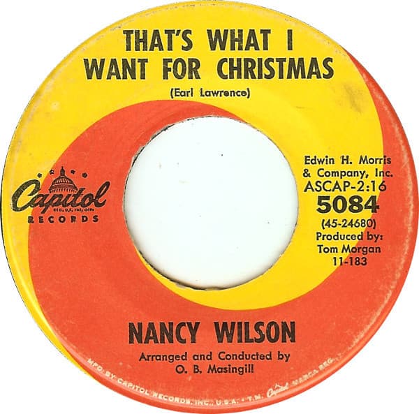 Nancy Wilson – That'S What I Want For Christmas vinyl cover art