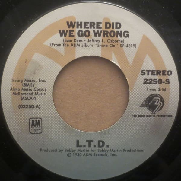 L.T.D. – Where Did We Go Wrong vinyl cover art