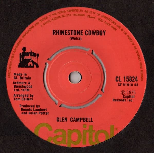 Glen Campbell – Rhinestone Cowboy vinyl cover art
