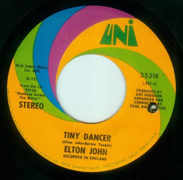 Elton John – Tiny Dancer vinyl cover art